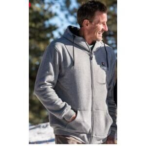 Gobi Heat Mens sz XL Gray Front Zip Hoodie Heated Jacket Winter Battery included